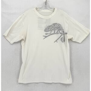 Maharishi Mens White Chameleon Logo Graphic Crew Short Sleeve T Shirt Sz L